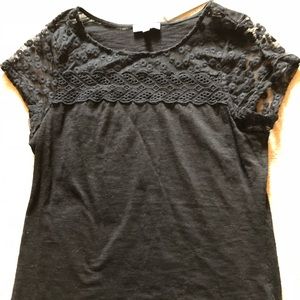 Market & Spruce Adelina Lace Knit Top-  Black